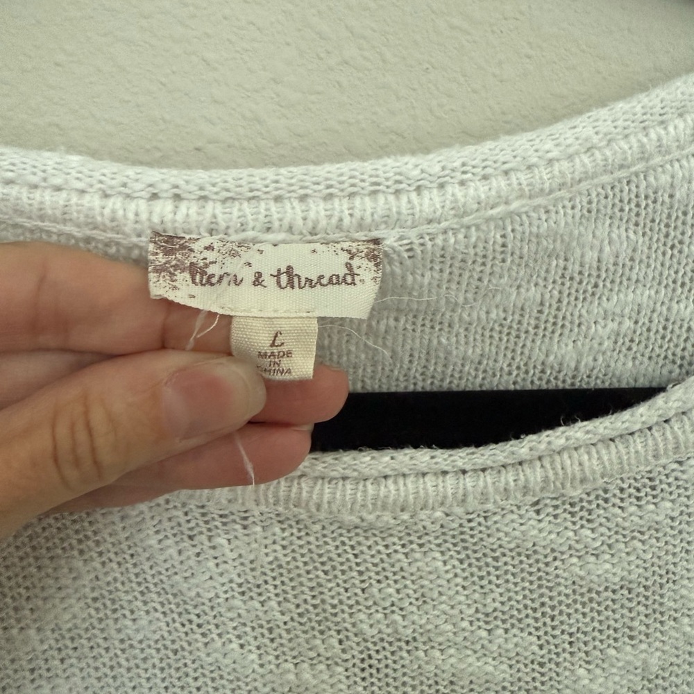 Hem & Thread Lavender and White Striped Cozy Knit Sweater Size Large - Picture 3 of 6